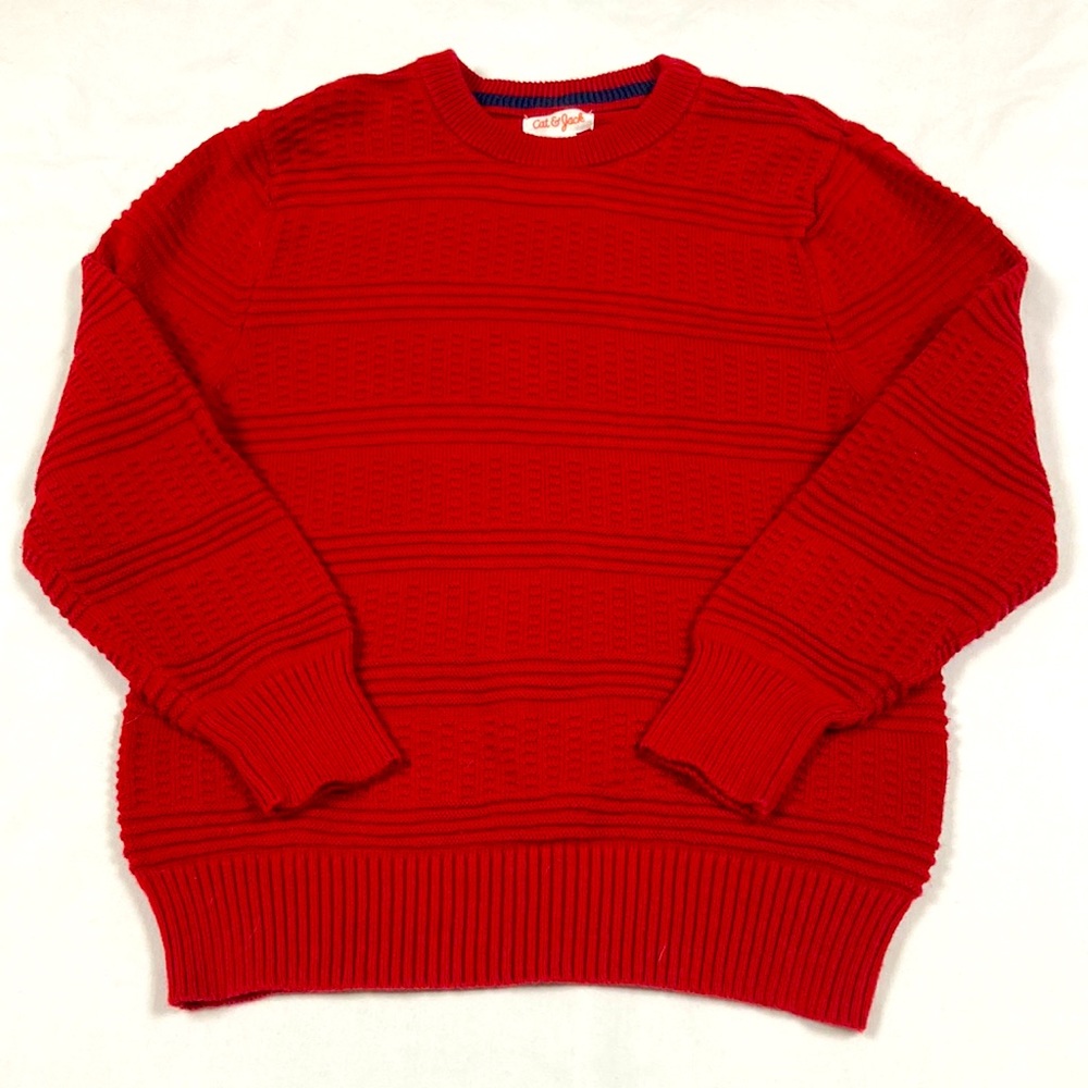 Cat & Jack boys red striped long sleeve sweater size small (6/7)